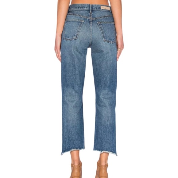 GRLFRND Helena Straight Leg Raw Step Hem Blue Denim Jean Size 28 - Picture 2 of 12